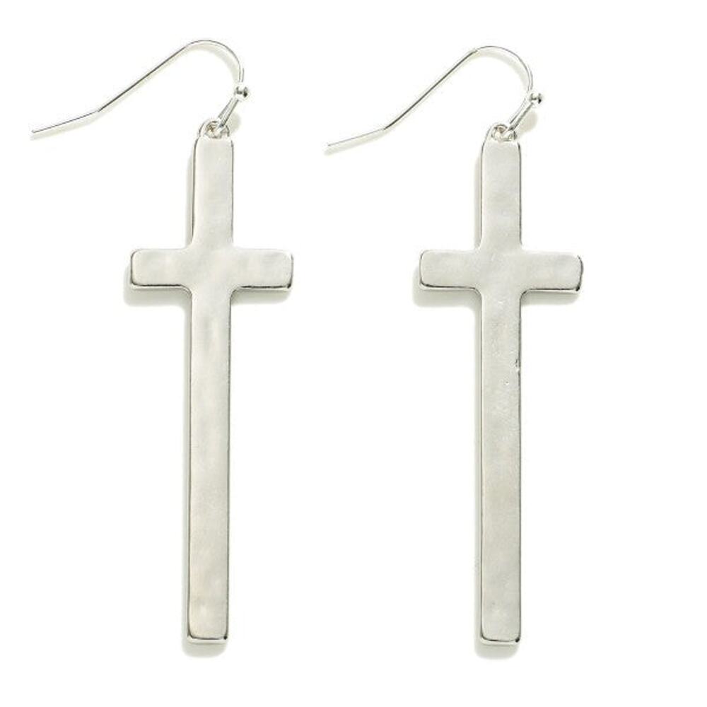 Long Cross Silver tone